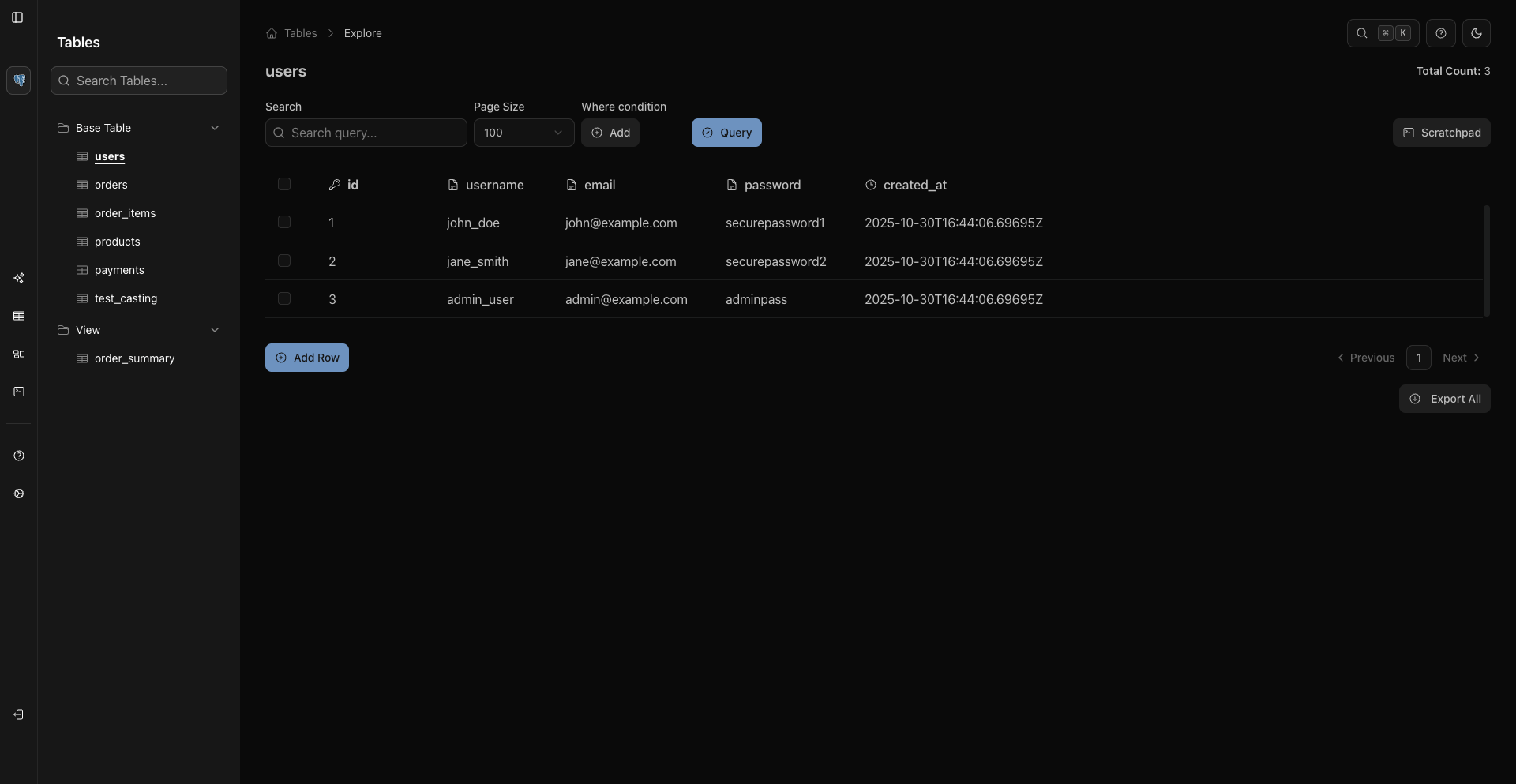 Data View Add Row Dialog