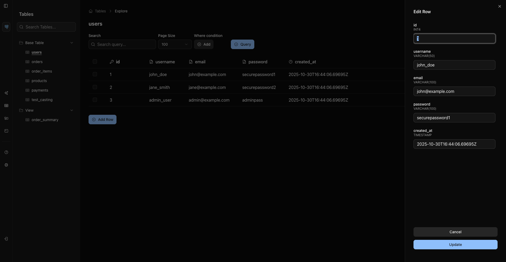 Data View Edit Row Dialog